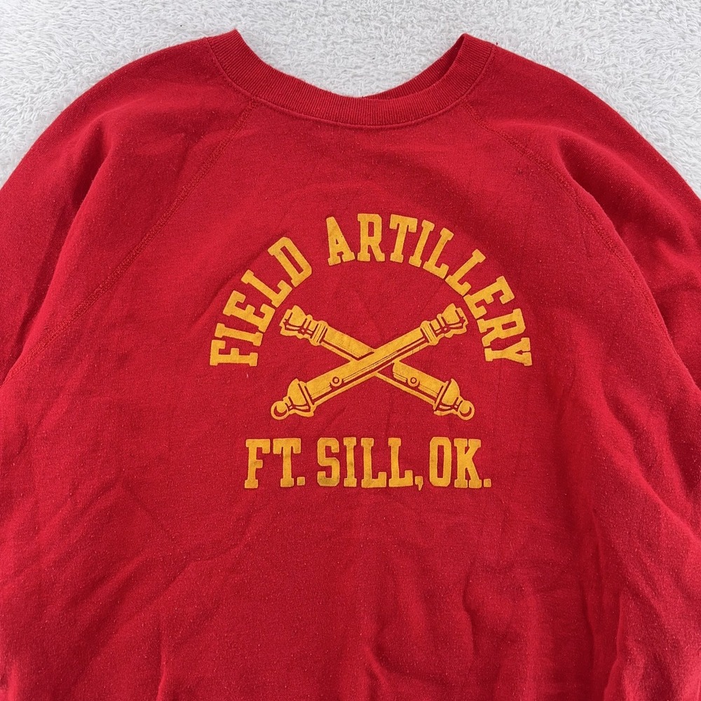 Vtg Field Artillery Sweatshirt BOXY MEDIUM Fort Sill Oklahoma Military Crewneck‎